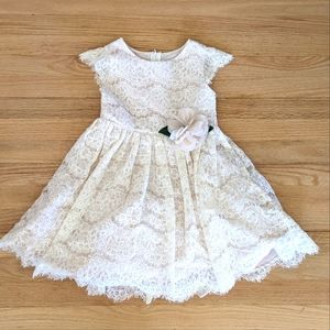 Girls ivory lace flower girl dress w/sequin detail